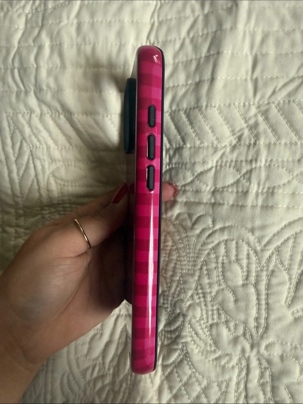 Fragola Hot Pink Plaid Phone Case with Glossy Finish